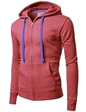 IDARBI Mens Basic Zip-Up Hoodie HEATHERBURGUNDY M