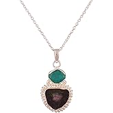 Manilata Raw Ruby Zoisite, Green Onyx Crystals Pendant Necklace, Unusual Gemstone, Dainty Women Fashion Jewelry, Birthday, Gift for Her, Gemstone Jewelry (ruby zoisite-green onyx)
