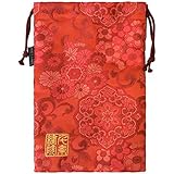 千糸繍院 西陣織 金襴 巾着袋（裏地付き） 茜彩花紋 大サイズ