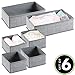 mDesign Soft Fabric Dresser Drawer and Closet Storage Organizer for Kids/Toddler Room, Nursery, Playroom, Bedroom - Textured Print - Organizing Bins in 2 Sizes - Set of 6 - Gray
