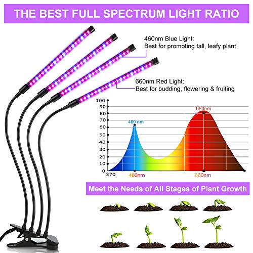 image for Duomishu Upgraded Grow Light, 4 Heads 72pcs LEDs Plant Light for Indoo