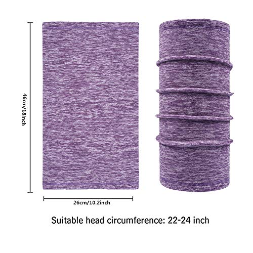 SYOURSELF Neck Warmer Gaiter, 2 Pack Fleece Ski Winter Balaclava Face Mask Scarf Cover for Cold Weather Windproof Winter Motorcycle(Grey+Purple) - Thumbnail 4