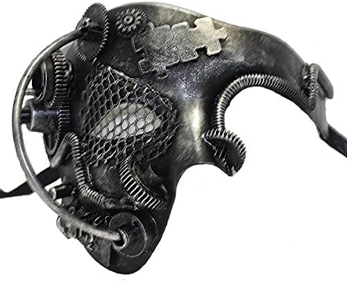 Success Creations USA Silas Steampunk Masquerade Mask for Men (Silver)