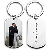 NAZENTI Personalized Photo Keychain, Custom Photo Keychain, Drive Safe I Love You Gift, Couples Keychains, Valentine's Day