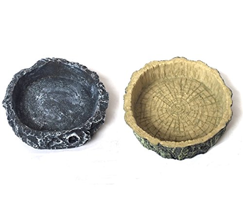 image for Stock Show 2Pcs Small Reptiles & Amphibians Animal Feeder Bowl, Resin 