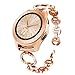 Aiiko Compatible Galaxy Watch 4 (42mm) Bands 20mm O-Link Design Stainless Steel Metal Band Link Bracelet with Rhinestone Diamond Bling Replacement for Samsung Galaxy Watch 42mm/Active 40mm(Rose Gold)