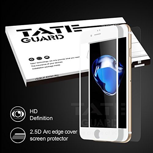 [Compatible with Any Case] Tateguard Iphone 7 plus tempered glass screen protector [Crystal Clear][Edge-to-Edge Coverage][White Tooling]