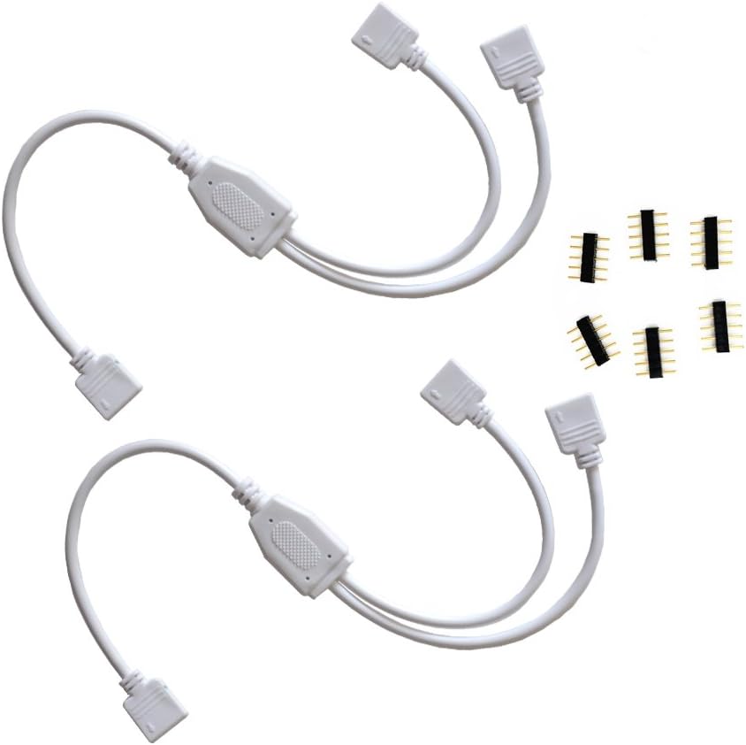 2 Pieces/Pack 5-Pin Splitter Cable Y Splitter Distribution Cable LED Stripe Connector for One to Two SMD 5050 3528 LED RGBW Strip, LED TV Background Lighting Kit & for 5-Pin Osram, Flexible RGBW LED Strip – 30 cm (1 to 2 Splitter Cable) [Energy Class A++] [Energy Class A++]