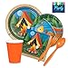 Party Tableware Today Camping Themed Party Supplies Pack for 16 Guests - Includes Plates, Napkins, Cups, and Plastic Cutlery