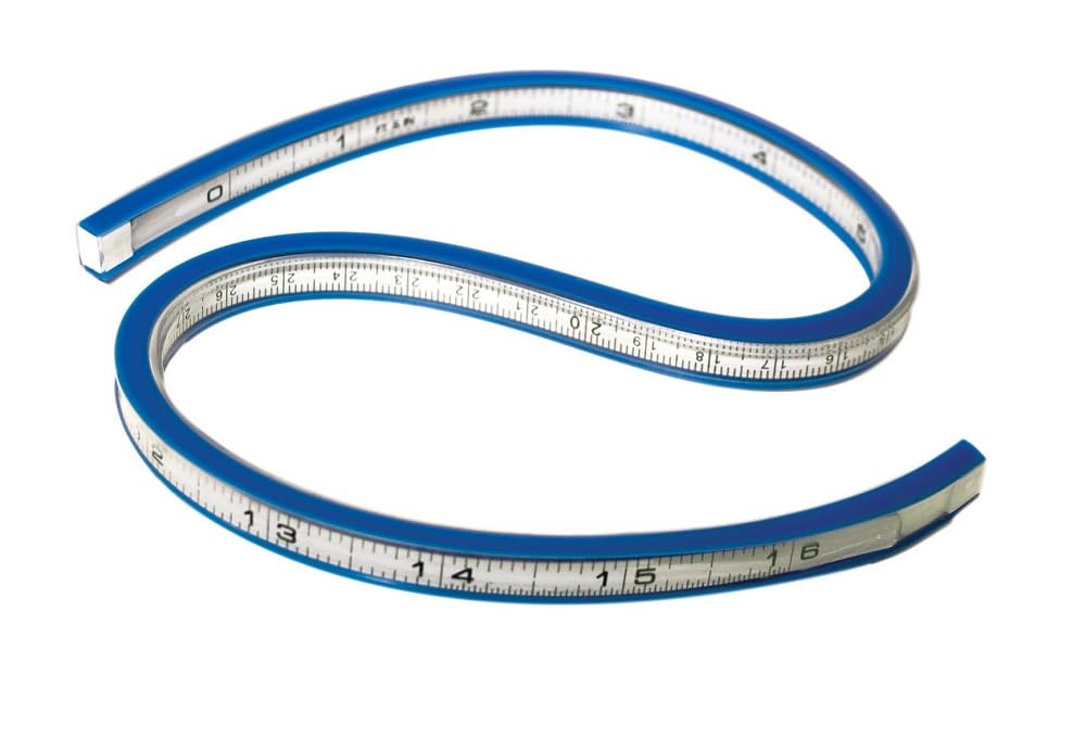 Westcott TC-385 Flexible Curve Ruler, 40 cm, White/Blue