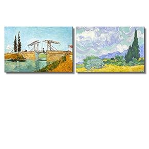 Langlois Bridge at Arles Wheat Field with Cypresses...