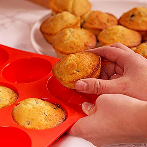 Silicone Muffin Pan Set - 12 Cups & 24 Cups Cupcake Pan with Free Cleaning Brush, Food Grade Silicone Baking Molds, BPA Free