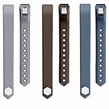 Fitbit Alta Bands,Greeninsync(TM) Smooth Finish Design Fitbit Alta Accessory Replacement Bands Small Coffee Slate Grey W Metal Clasp Unique Design Fatener for Man Women Kids