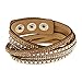 SUMAJU Charm Wrap Bracelets, Womens Premium Crystal Slake Bracelet with Rhinestones, Button Clamp Leather Bangle Statement Necklace Jewelry