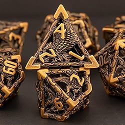 KERWELLSI Hollow Metal DND Dice Set, 7pcs D&D Dice
