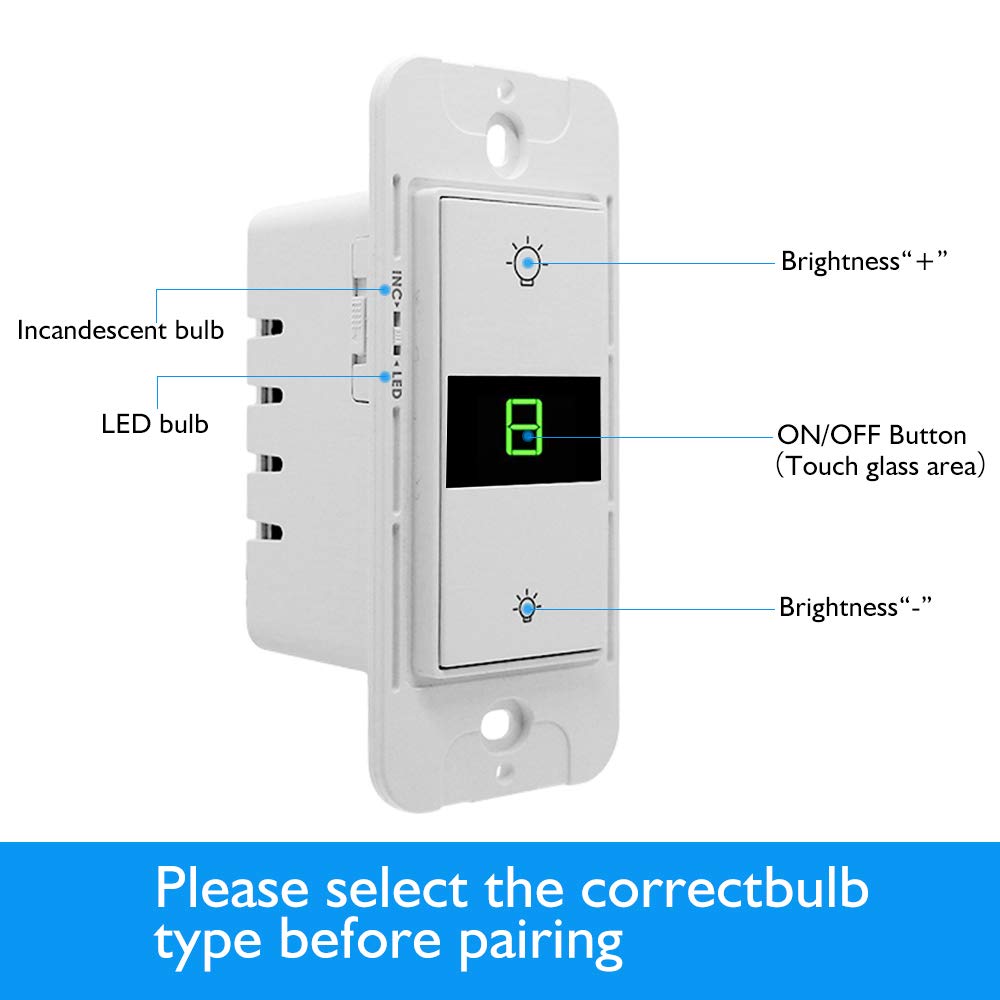 Colawind Smart LED Dimmer Switch WIFI Light Lamp Switch Waterproof