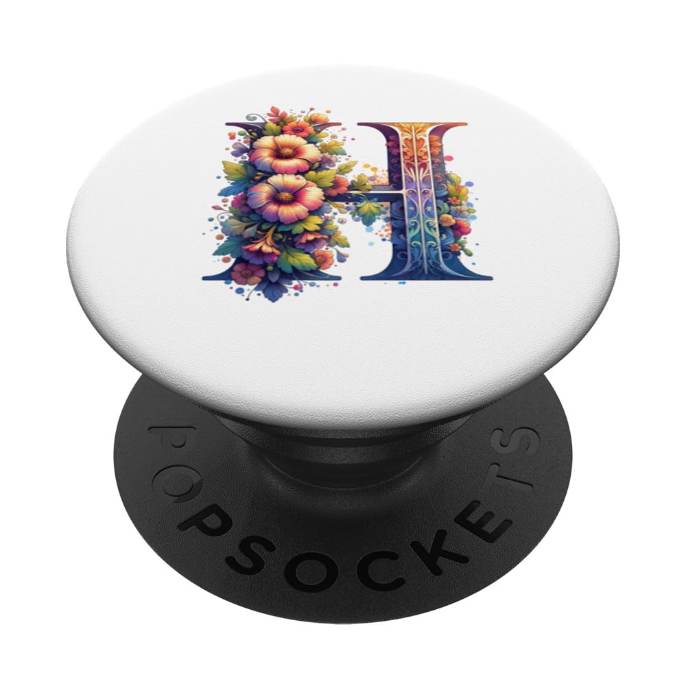 Capital Letter H Flower Alphabet Monogram PopSockets Swappable PopGrip