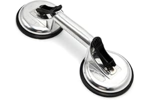 Heavy Duty Aluminum Double Handle Suction Cup Plate Professional Glass Puller/Lifter/Gripper (Silver)