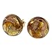 Glass Of Venice Murano Glass Button Stud Earrings - Gold and Topaz