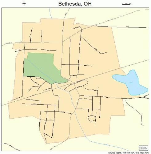 Large Street & Road Map of Bethesda, Ohio OH - Printed poster size wall atlas of your home town