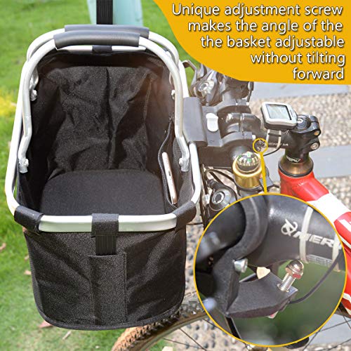MattiSam Bicycle Basket, Folding Bike Basket Front Handlebar Bag for Cruiser, Women, Dog Carrying | Detachable - 5KG Load Capacity | with Phone Pouch, Aluminum Frame, 600D Water Resistant Oxford Cloth - Thumbnail 3
