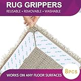 Rug Grippers 8 pcs Anti Curling and Non Slip Rug Gripper Carpet Gripper for Corners and Edges Renewable Gripper for Carpet and Hardwood Floors Safe for Wood Floors Indoor & Outdoor Rugs