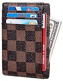 Rita Messi Checkered Card Holder Minimalist Front Pocket Leather Wallet for Men & Women Victoria