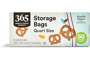 365 by Whole Foods Market, Quart Size Storage Bags, Double Zipper, 50 Count
