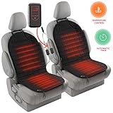 Zento Deals 2pc. Black Heated Car Seat Cushion with 1 Integrated Plug Adjustable Temperature Heating Pad Pain Reliever 12V- New Upgraded Version for 2019, Safer Nonflammable UL Wiring