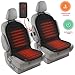Zento Deals 2pc. Black Heated Car Seat Cushion with 1 Integrated Plug Adjustable Temperature Heating Pad Pain Reliever 12V- New Upgraded Version for 2019, Safer Nonflammable UL Wiring