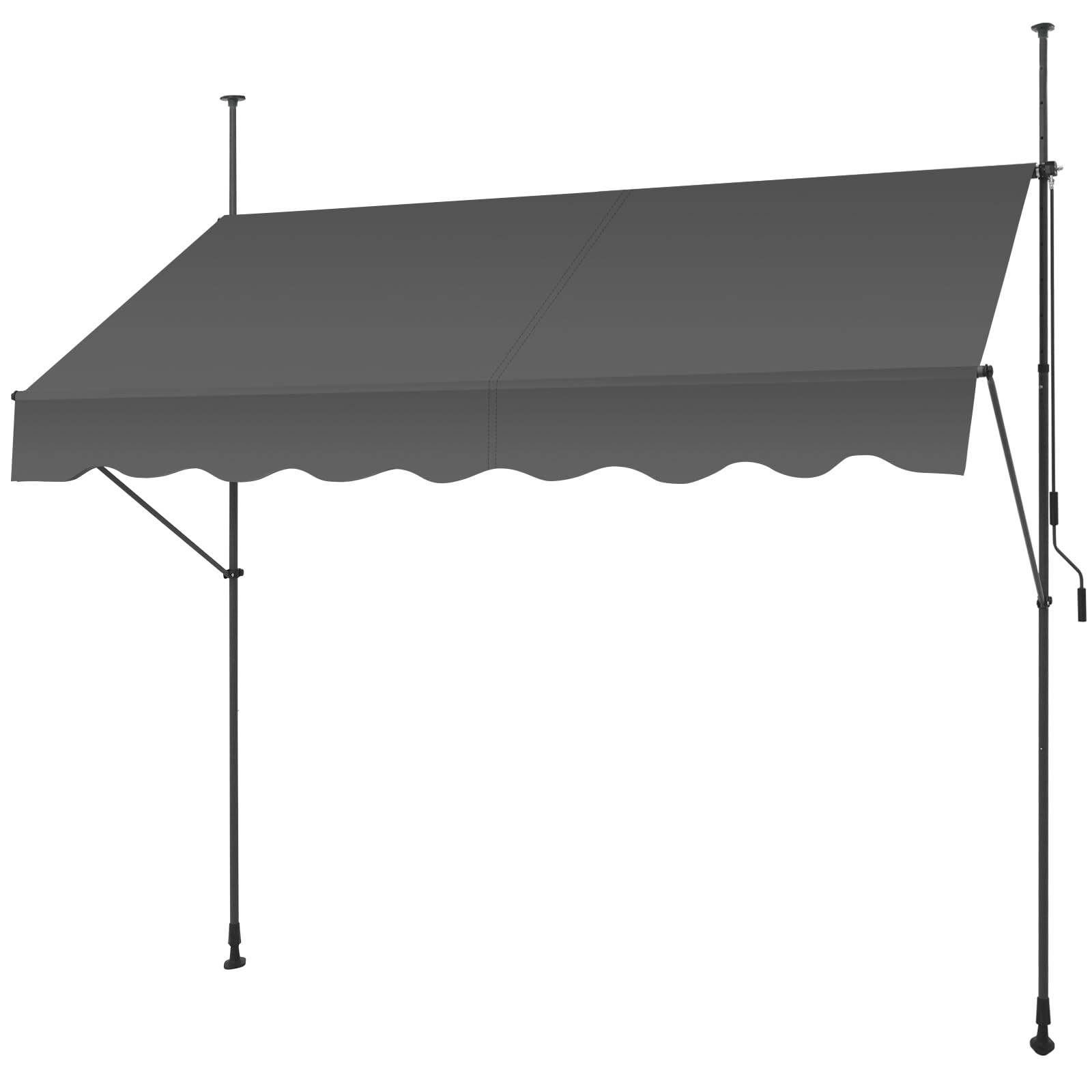 Photo 1 of SMONTER Manual Retractable Awning, 118" Non-Screw Outdoor Patio Awning Sunshade Shelter, Height Adjustable Sunshade Patio Door Window Awning Canopy for Backyard, Garden, Balcony, Gray