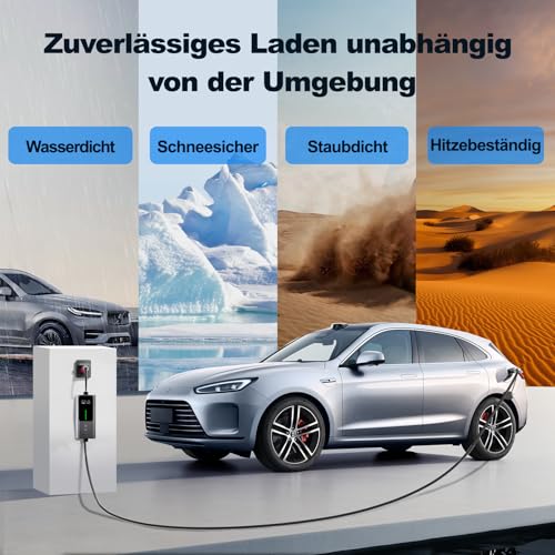 Mobile Wallbox 11 kW [3-Phase | 5 m | 6-16 A] Mobile Charging Station EV Charging Cable CEE 16A to Type 2 and EV Charger with Adjustable Current and Setting Start Time for All EV PHEV IEC 62196-2 VDLPOWEREU
