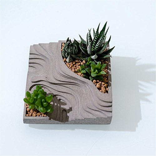 Succulent Plant Flower Pot Silicone Mold Gypsum Cement Fleshy Flower Bonsai DIY Ashtray Candle Holder Mould for Indoor Outdoor Home Decor - Thumbnail 2