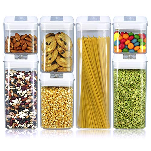 Balchy 7 Piece Set Food Storage Containers – Airtight Leak Proof with Durable Plastic – BPA Free – Freezer & Dishwasher Safe – Keep Food Dry & Fresh with Easy Lock