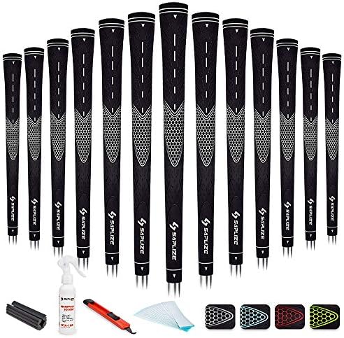 SAPLIZE Golf Grips Set 13 Pieces with Regripping Kit Standard/Midsize Anti-Slip Rubber Golf Club Grips SAPLIZE Golf Grips Set 13 Pieces with Regripping Kit Standard/Midsize Anti-Slip Rubber Golf Club Grips