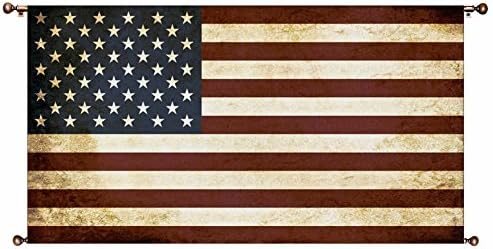 The American Flag Picture on Large Canvas Hung on Copper Rod, Ready to Hang, Wall Art Décor