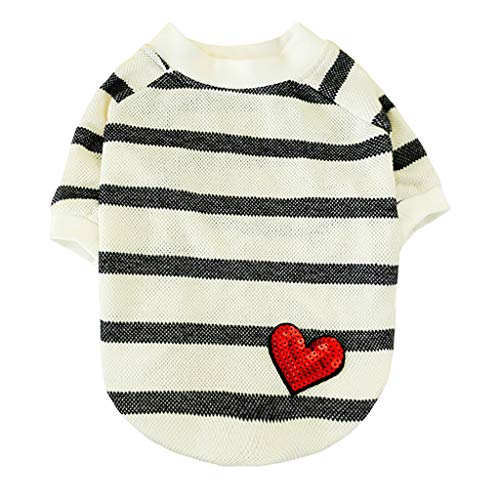 image for GorNorriss Pet Classic Black & White Stripes Love Printed Shirt, Dog S