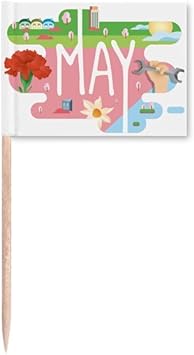 Amazon 5月 季節 イラスト つまようじ 旗 マーカー トッパー パーティー デコレーション Diythinker カクテルピック オードブルピン