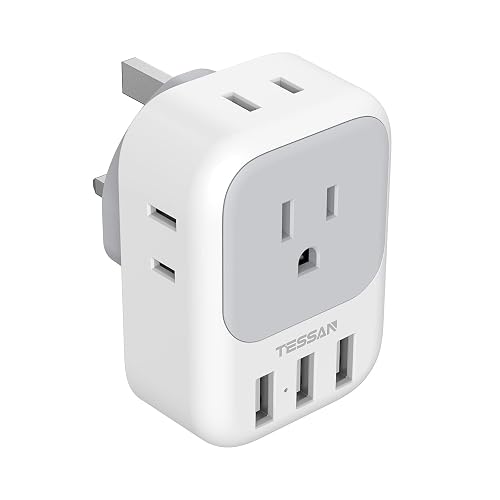 US to UK Plug Adapter, TESSAN Type G Ireland Travel Adaptor with 4 ...