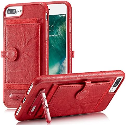 iPhone 7 Plus Wallet Case iPhone 7 Plus Case Protective iPhone 7 Plus Leather Card Holder cases with Credit Card (Red)