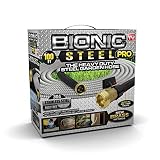 Bionic Steel PRO Garden Hose - 304 Stainless Steel Metal 100 Foot Garden Hose - Heavy Duty Lightweight, Kink-Free, and Stronger Than Ever with Brass Fittings and On/Off Valve - 2019 Model