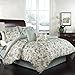 Waverly Traditions Felicite Modern Farmhouse Floral 6-Piece Comforter Set, All Season Bedding, Includes One Comforter, One Bed Skirt, Two Pillow Shams, and Two Throw Pillows, Full/Queen, Mineral