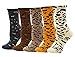 Bienvenu 5 Pairs Leopard Print Stockings Abstract Zebra Animal Colorful Funny Warm Casual Knit Socks for Women, Yellow