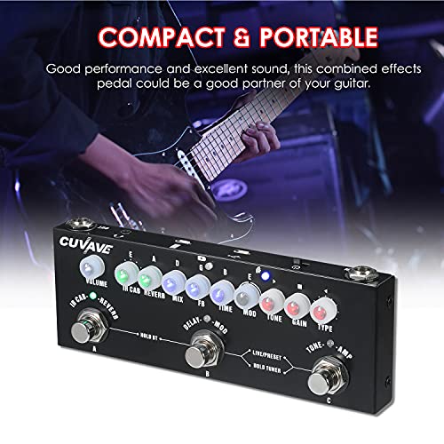 Pedal De Efeito Combinado De Guitarra multi-efeitos Elétrica Multifuncional Portátil Pedaleira Para Quitarra Com Reprodução De Música Sem Fio, Gravação De Telefone, Função De Interface De Áudio
