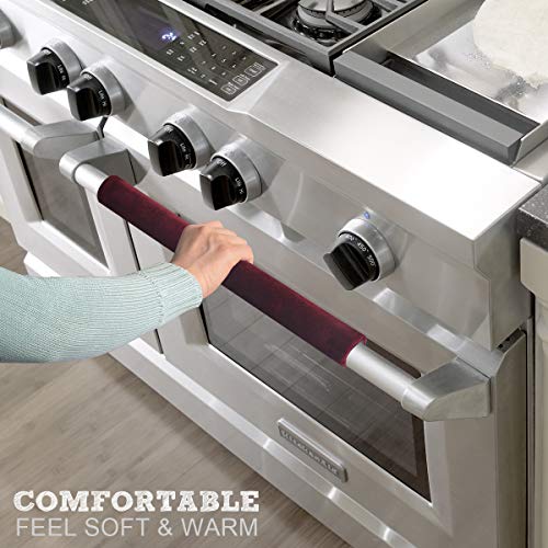 Sheskind Refrigerator Door Handle Cover Kitchen Appliance Decor Handles Antiskid Protector Gloves for Fridge Oven Keep off Fingerprints,Liquid,Oil Stain,Food Spot,2 pieces (16" 4", Burgundy)