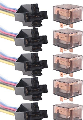 HOUTBY™ 5Pack Universal 60A 12V 5Pin Car Auto Relay Socket Plug Wire Kit Heavy Duty SPDT