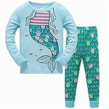 LitBud Girls Kids Chirstmas Mermaid Pajamas Sleepwears 2pcs Long Sleeves Pjs Nig