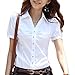 WLLW Womens Short Sleeve Fashion Shirt Formal Collared Fitted Blouse Tops,US L Asian XXL,White
