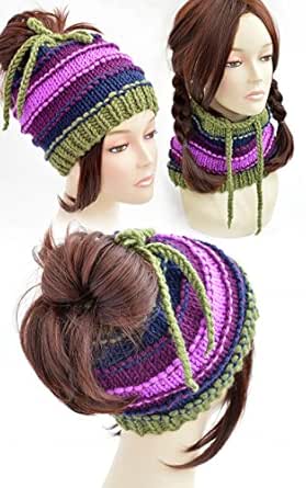 free knitting pattern for ponytail hat