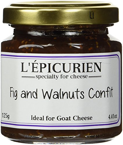 Fig and walnut French Imported confit for cheeses 4.4 oz jar by l'Epicurien France, One